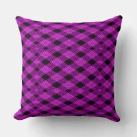 Gingham Check Purple and Black Throw Pillow