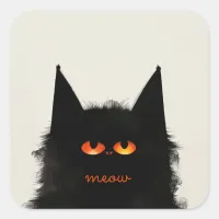 Grumpy Black Cat Square Sticker