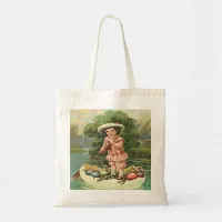 Vintage Easter Child in Egg Boat Tote Bag