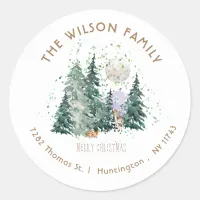 Watercolor Deer Forest Return Address Sticker