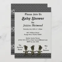 Tribal Baby Shower Gray Abstract Fertility Dance Invitation