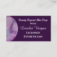 Elegant Pink Purple Watercolor Esthetician & QR Business Card