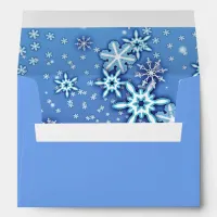 White Winter Crystal Ornate Snowflakes On Blue Envelope