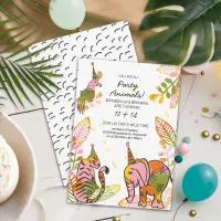 Safari Party Animals Hand Drawn Kid Joint Birthday Invitation