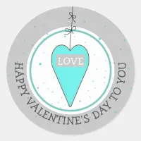 Happy Valentine's Day Whimsical Heart Classic Round Sticker