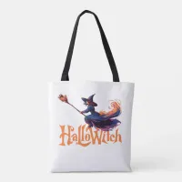 HalloWitch Colorful Witch Illustration Halloween Tote Bag