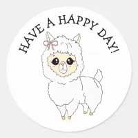 Have a Happy Day Little Llama Classic Round Sticker