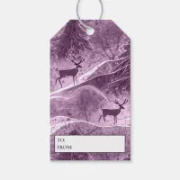 Purple Christmas Reindeer Pattern#13 ID1009 Gift Tags