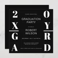 Black White Bold Typography Graduation Party Invit Invitation