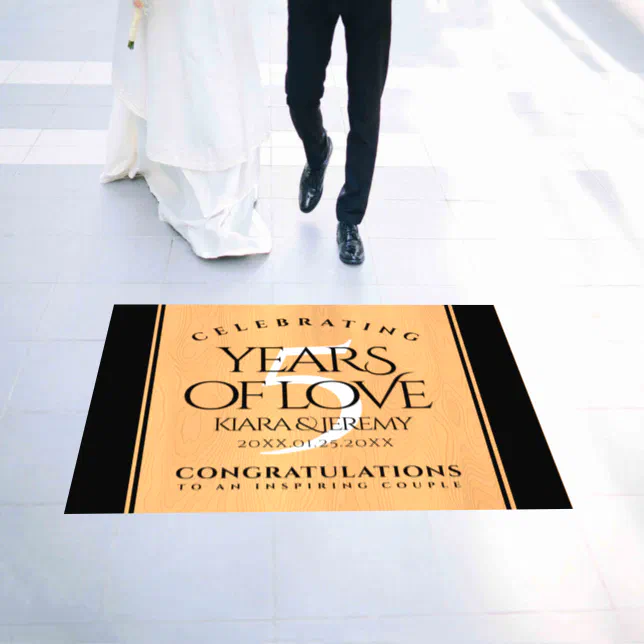 Elegant 5th Wood Wedding Anniversary Celebration Floor Decals