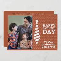 Fathers Day White Tie Light Brown Dots Photo Party Invitation