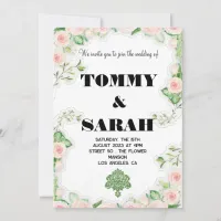 Floral Modern Simple Elegant Colorful Wedding Invitation