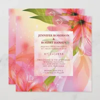 Pink Hibiscus Flower Wedding Square Card