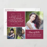 Burgundy Christian Graduation Proverbs 3 Photo Postcard