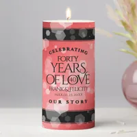 Elegant 40th Ruby Wedding Anniversary Celebration Pillar Candle