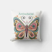 Lacy Boho Retro Buttterfly Throw Pillow