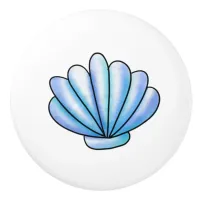 Blue Seashell Coastal Beach House Ceramic Knob