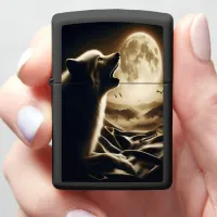 Wolf Howling at Full Moon Zippo Lighter