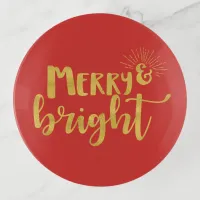 CUSTOMIZABLE Merry and Bright Gold Trinket Tray