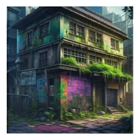 Abandoned Purple Graffiti Building Urban Decay Acrylic Print