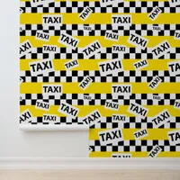 Taxi Signs, Fun Yellow Cab Checkerboard Wallpaper