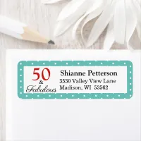 Elegant 50 & Fabulous 50th Birthday Teal Address Label