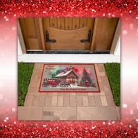 Monogram Festive Vintage Christmas on brown | Doormat