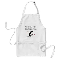 Cats and Wine Feline Fine Wine Pun with Cat Adult Apron