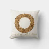 Rustic Elegant Autumn Leaves Thanksgiving Wreath Throw Pillow