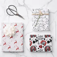 Modern Trendy Red, Black And White Christmas Wrapping Paper Sheets