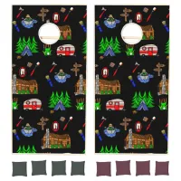 Happy Camper Fishing and Camping Themed Cornhole Set