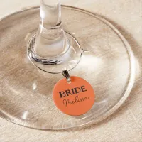 Brides Halloween Party Orange Name  Wine Charm