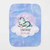 Cute Funny 'Dinosnore' Personalized Baby Name Baby Burp Cloth