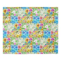 Floral Patchwork Art Watercolor Flowers Duvet Cover