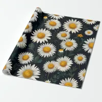 Cute Daisy Pattern Blue Wrapping Paper
