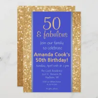 Elegant 50 & Fabulous 50th Birthday Invitation