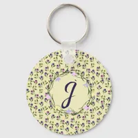 Pretty Pink Purple and Yellow Pansies Keychain