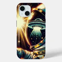 Astronaut with a Reflection of a UFO  iPhone 15 Case