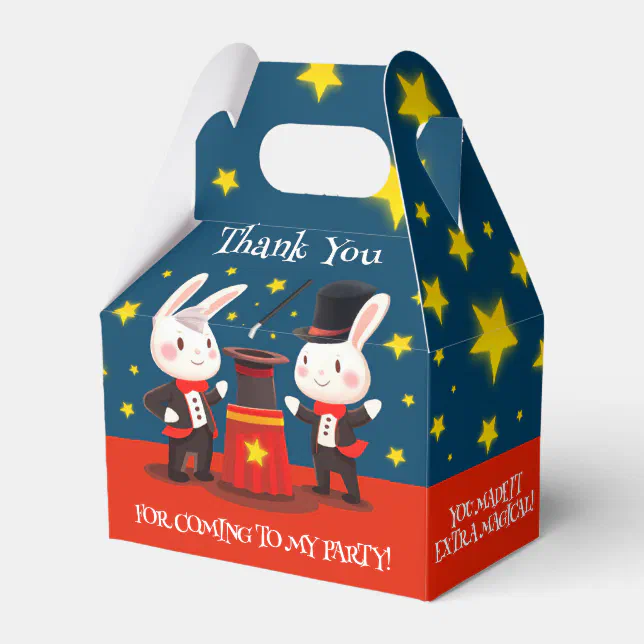 Cute Rabbit Magicians on Stage Magical Birthday Favor Boxes