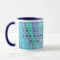 Totally Awesome Dad Puzzle Blue Puzzle Mug