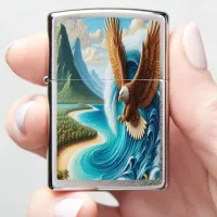 Majestic Eagle Soaring Above Ocean Zippo Lighter