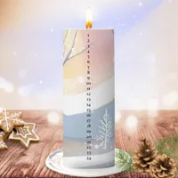 Snow Scene Elegant Traditional Advent Calendar Pillar Candle