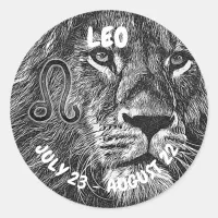 Horoscope Sign Leo Symbol Classic Round Sticker