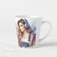 Woman listening to music Gift Latte Mug