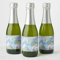 Modern Tropical Beach Coastal Wedding Sparkling Wine Label