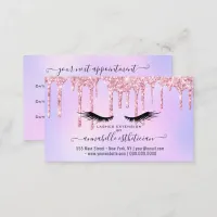 Glitter Pink Eyelash Extension Appointment Busines Business Card