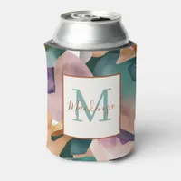 Modern Chic Abstract Terracotta Teal Can Cooler