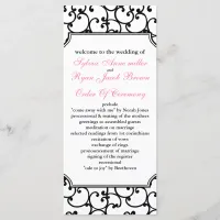 pink and black Wedding program