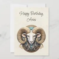 Aries Ram Zodiac Minimalist Birthday Flat Card