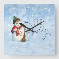 Jolly Snowman ID841 Square Wall Clock